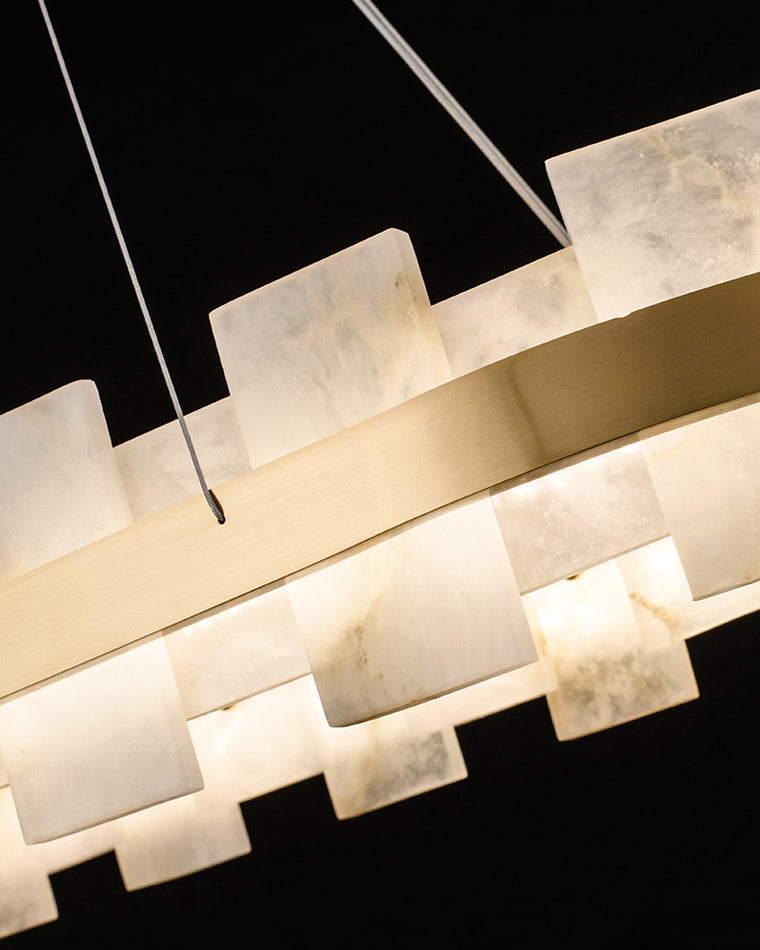 Lustre rond en albâtre doré WOMO-WM2394