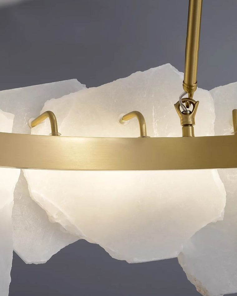 WOMO Lustre Rond Albâtre Doré Décorative-WM2392a