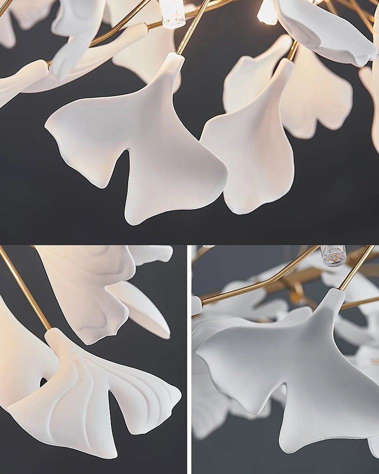 WOMO Ginkgo Leaf Spiral Ceramic Decorative Chandelier-WM2416