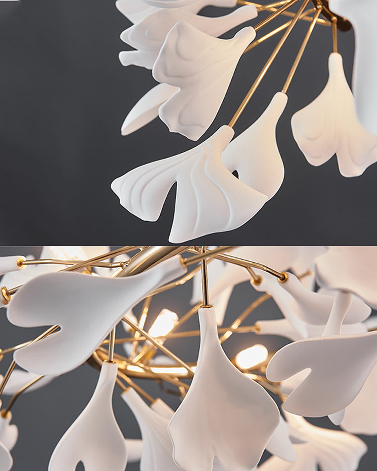 WOMO Ginkgo Leaf Spiral Ceramic Decorative Chandelier-WM2416