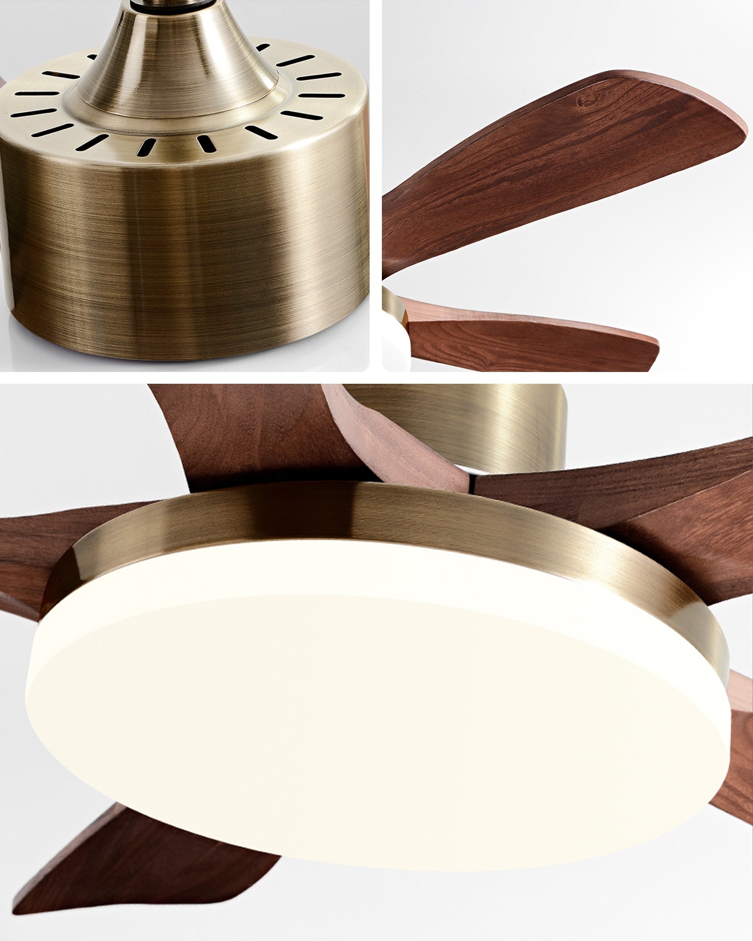 Ventilateur de plafond en bois doré WOMO avec lumière vive- WM5171