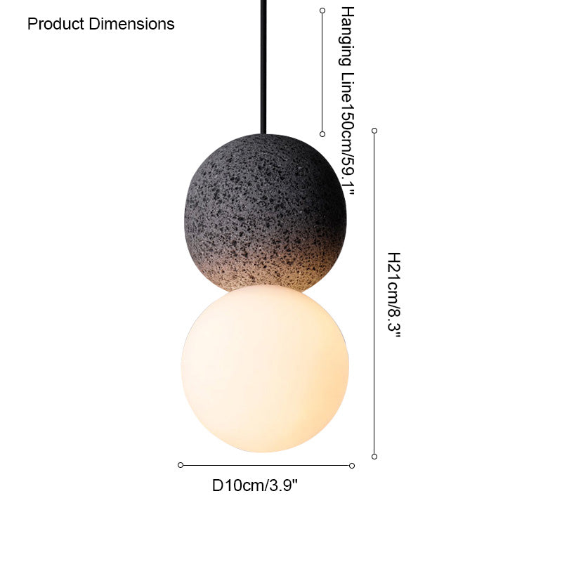 WOMO Globe en verre blanc et noir pendant Light-WM2086