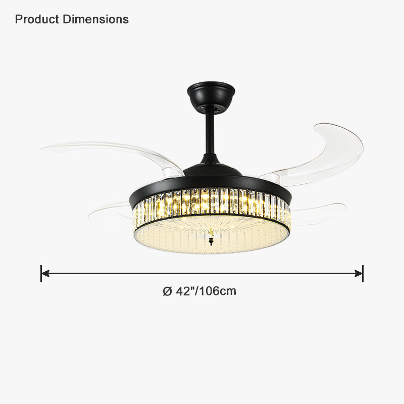 Lustre de ventilateur de plafond rétractable en cristal WOMO-WM5036