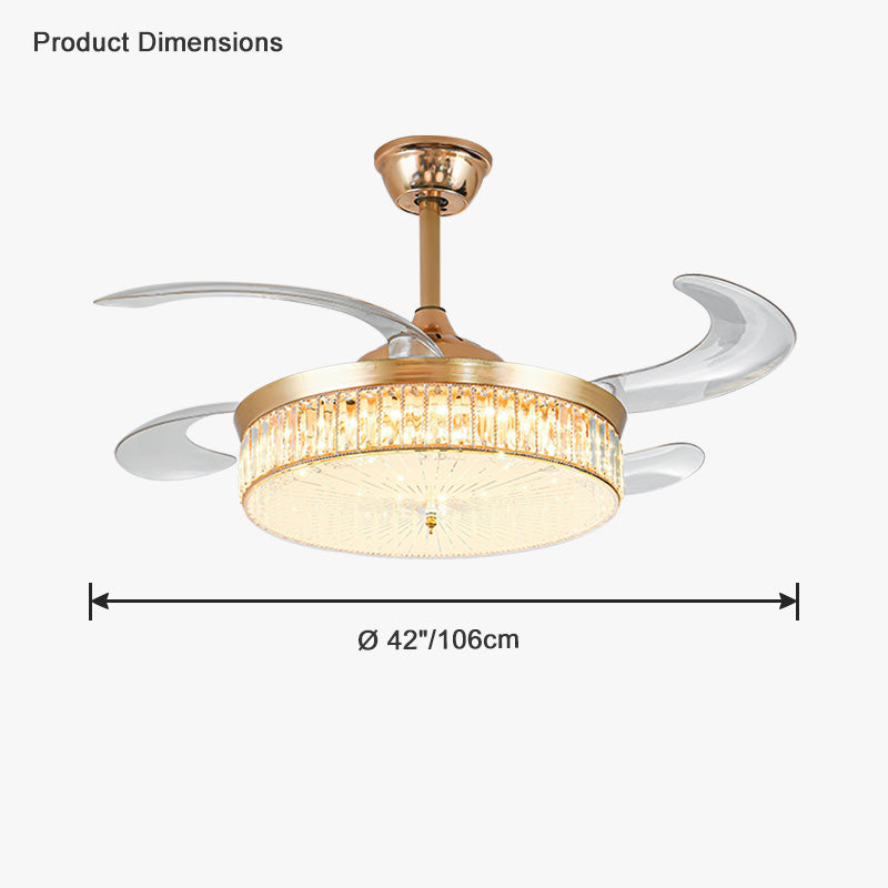 Lustre de ventilateur de plafond rétractable en cristal WOMO-WM5036