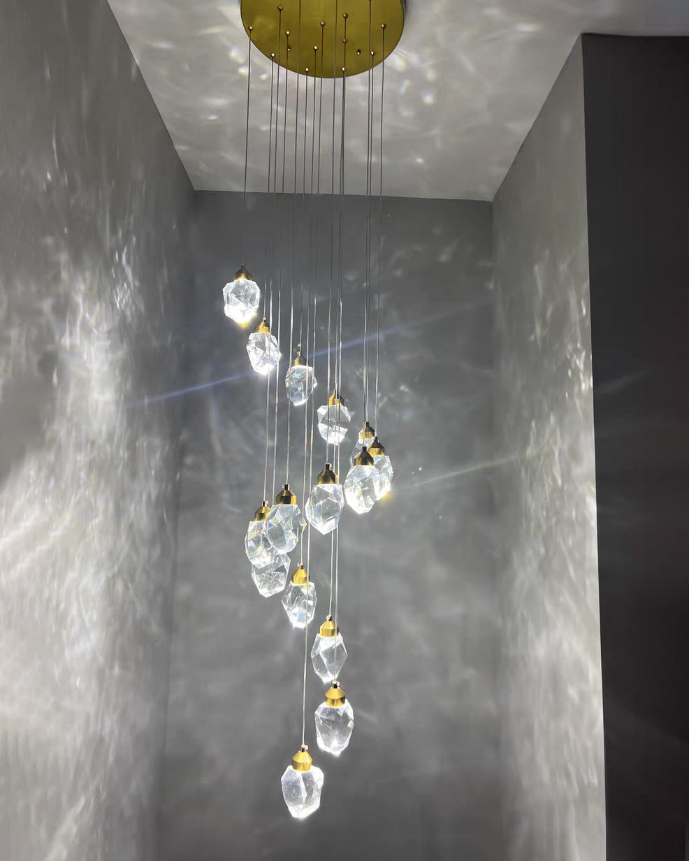 WOMO Lustre Cristal Doré Plusieurs Ampoules-WM2189