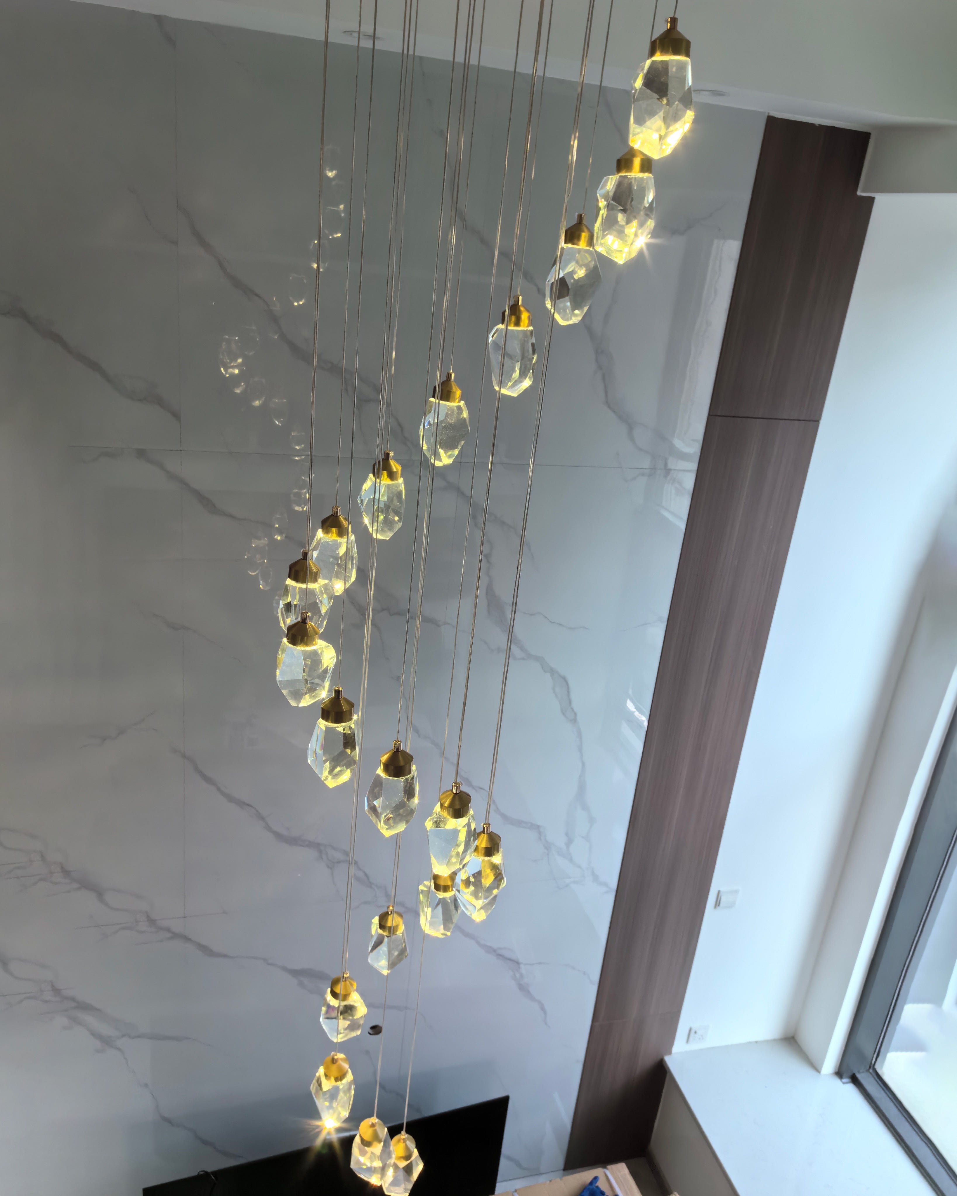 WOMO Lustre Cristal Doré Plusieurs Ampoules-WM2189
