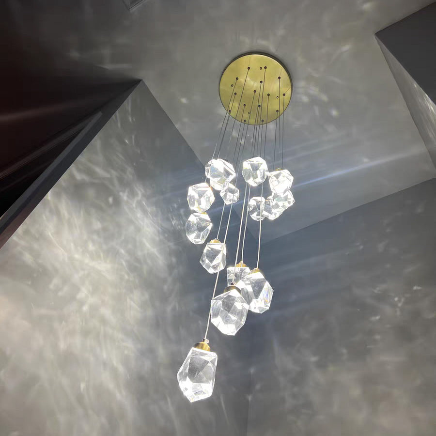 WOMO Lustre Cristal Doré Plusieurs Ampoules-WM2189