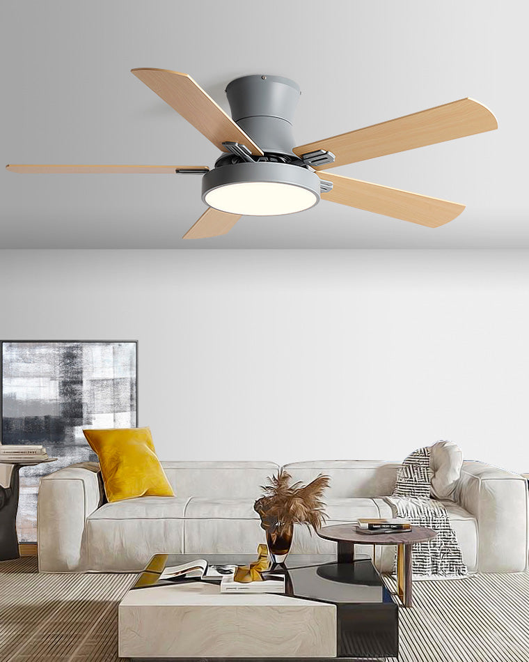 Lampe de ventilateur de plafond en bois à profil bas WOMO-WM5014