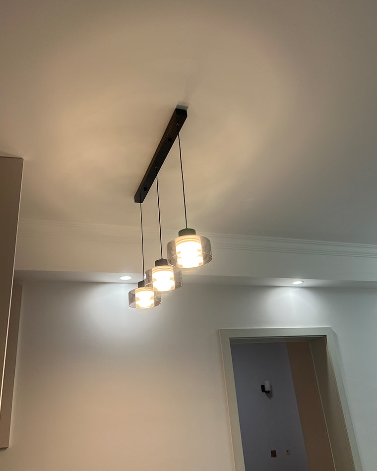 Suspension à tambour en verre noir WOMO-WM2787