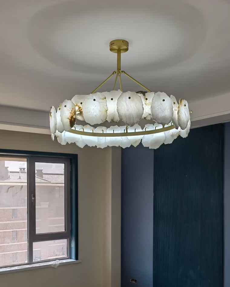 WOMO Lustre Rond Albâtre Doré Décorative-WM2392a