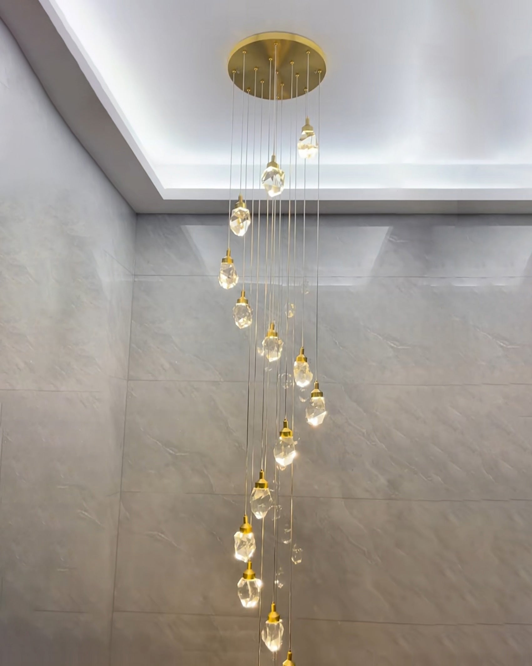 WOMO Lustre Cristal Doré Plusieurs Ampoules-WM2189