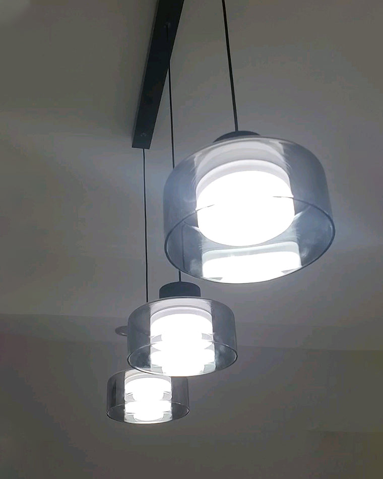 Suspension à tambour en verre noir WOMO-WM2787