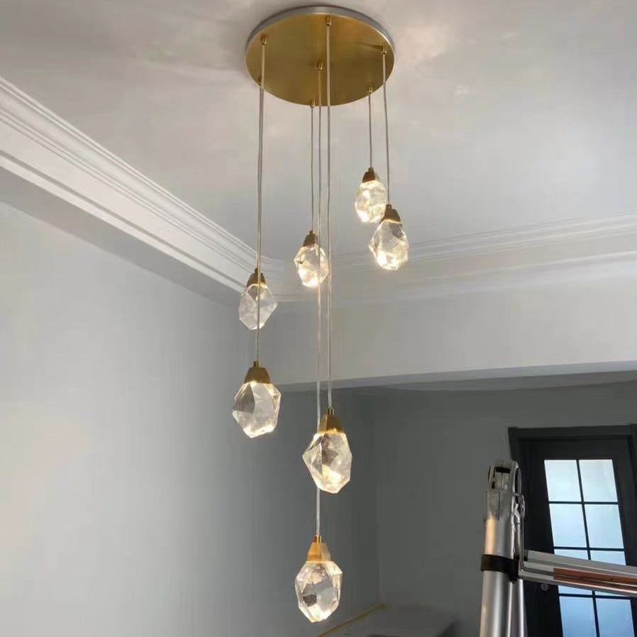 WOMO Lustre Cristal Doré Plusieurs Ampoules-WM2189