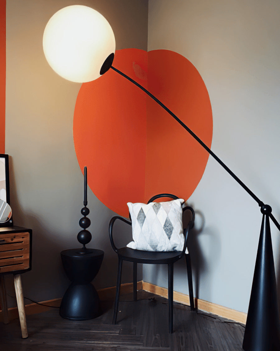 WOMO Lampe sur Pied Bras Articulé Globe Verre - WM7129