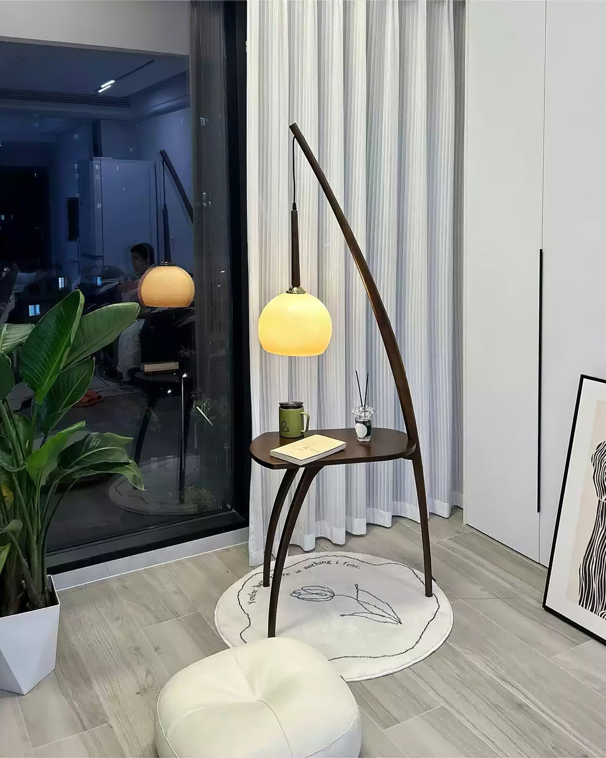 WOMO Lampe sur Pied Bois Suspendue avec Table - WM7130