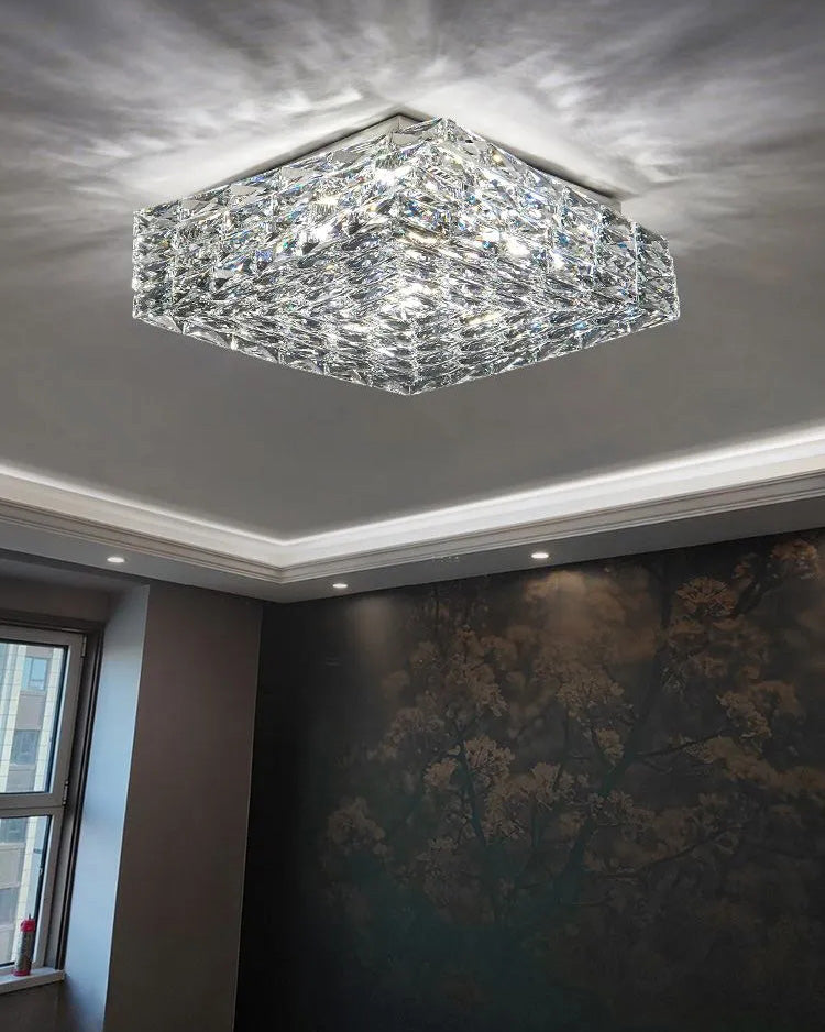 Plafonnier encastré en cristal carré WOMO-WM1130