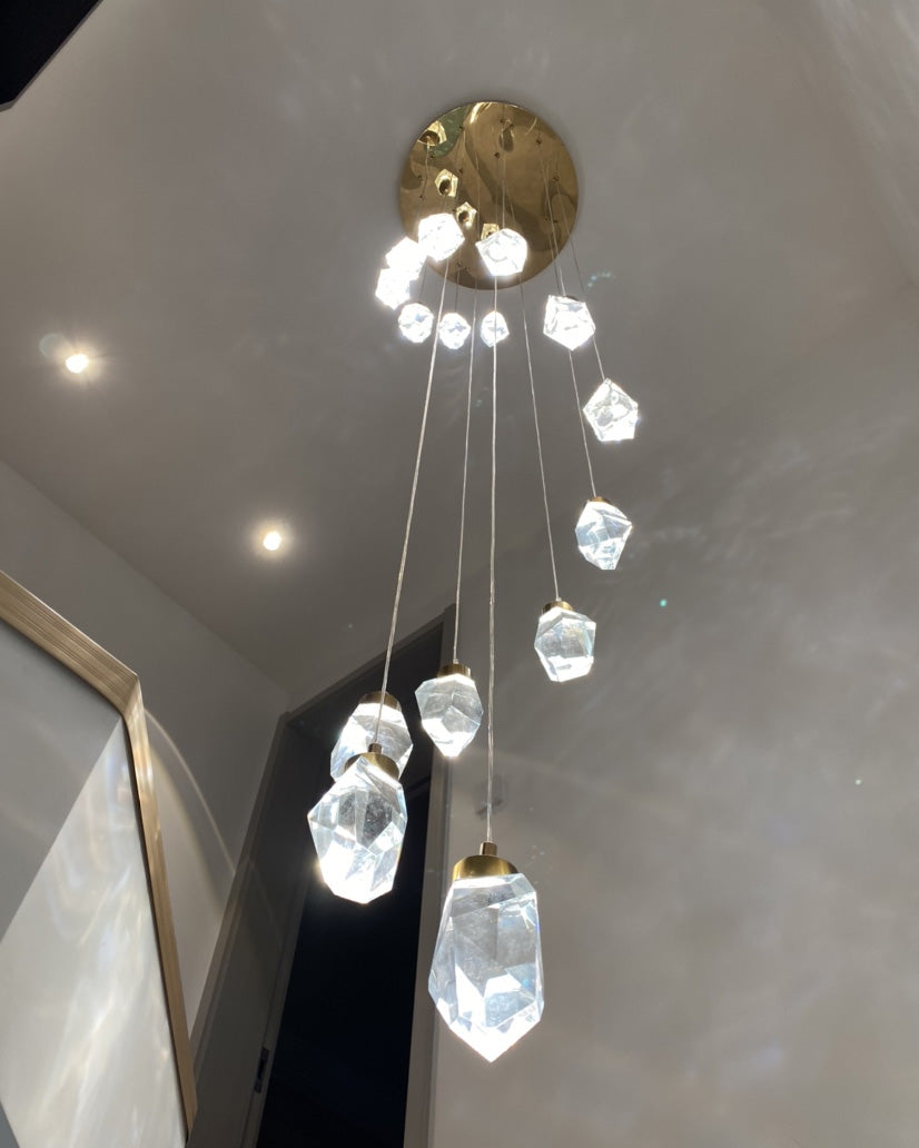 WOMO Lustre Cristal Doré Plusieurs Ampoules-WM2189