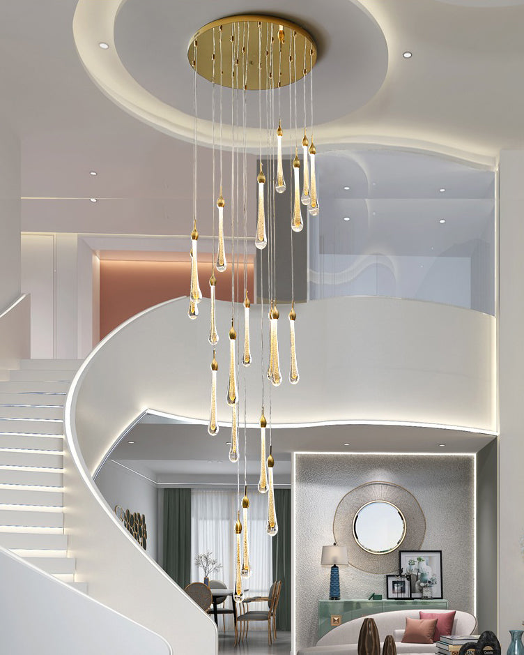 WOMO Lustre Spirale Goutte d Eau Cristal Escalier-WM2124