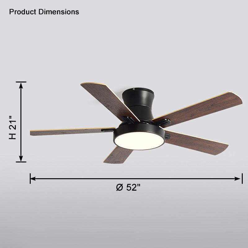 Lampe de ventilateur de plafond en bois à profil bas WOMO-WM5014