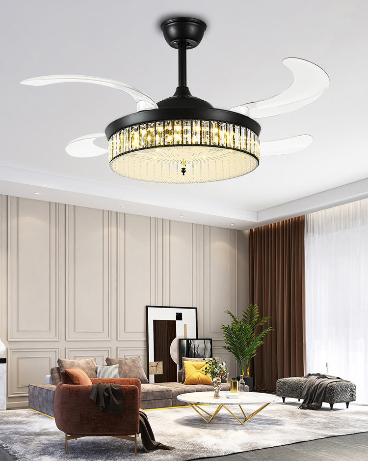 Lustre de ventilateur de plafond rétractable en cristal WOMO-WM5036