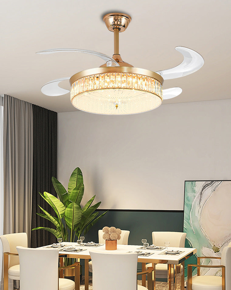 Lustre de ventilateur de plafond rétractable en cristal WOMO-WM5036