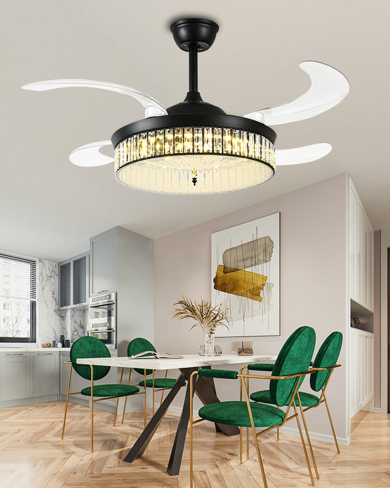 Lustre de ventilateur de plafond rétractable en cristal WOMO-WM5036