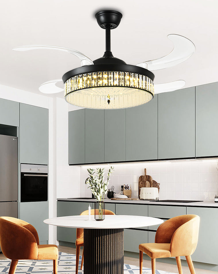 Lustre de ventilateur de plafond rétractable en cristal WOMO-WM5036