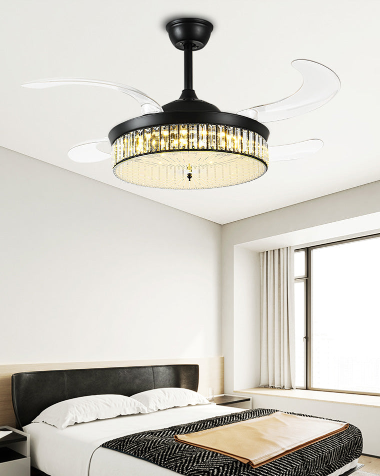 Lustre de ventilateur de plafond rétractable en cristal WOMO-WM5036
