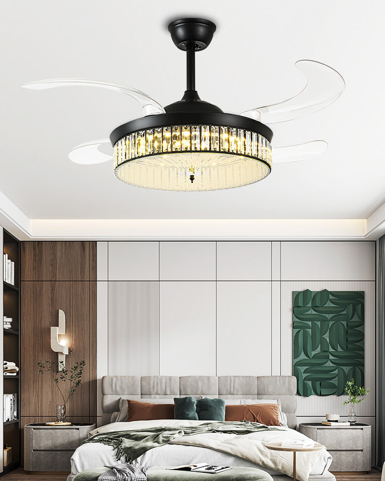 Lustre de ventilateur de plafond rétractable en cristal WOMO-WM5036