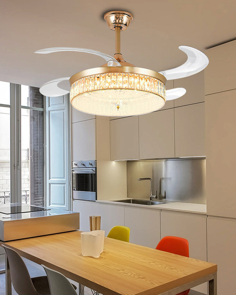 Lustre de ventilateur de plafond rétractable en cristal WOMO-WM5036