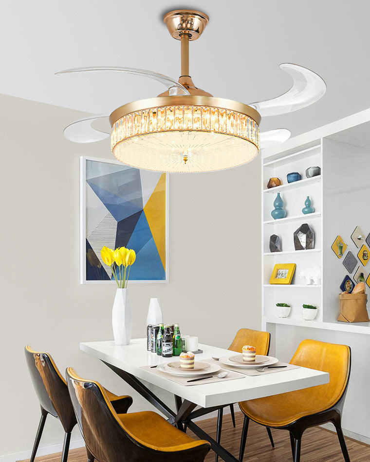 Lustre de ventilateur de plafond rétractable en cristal WOMO-WM5036