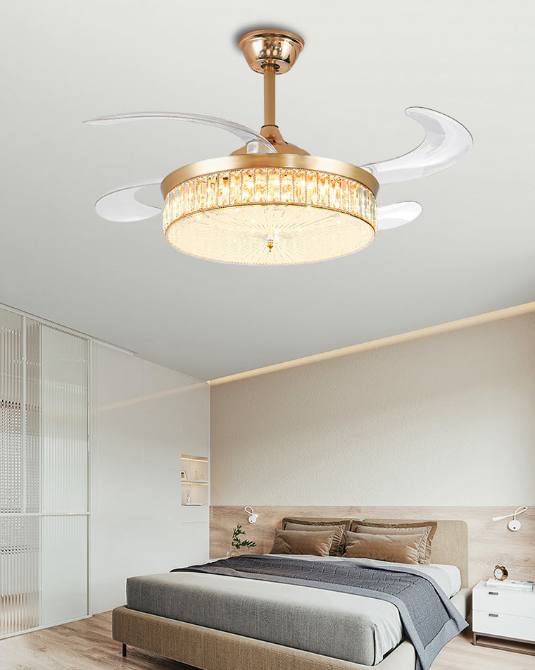 Lustre de ventilateur de plafond rétractable en cristal WOMO-WM5036