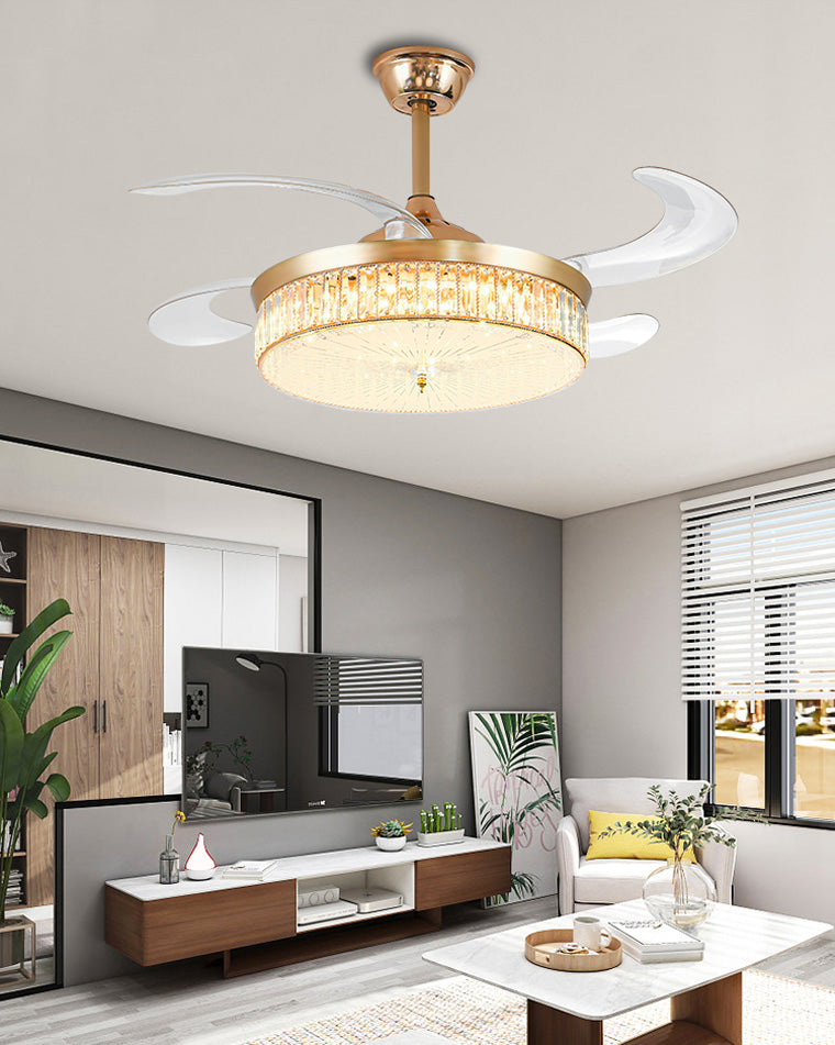Lustre de ventilateur de plafond rétractable en cristal WOMO-WM5036