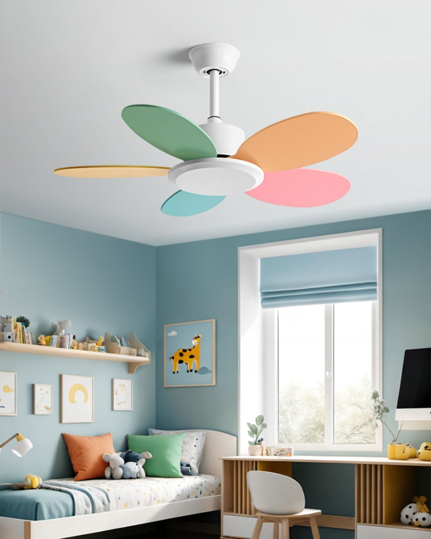Ventilateur de plafond en bois pour enfants WOMO 36 pouces - WM5152