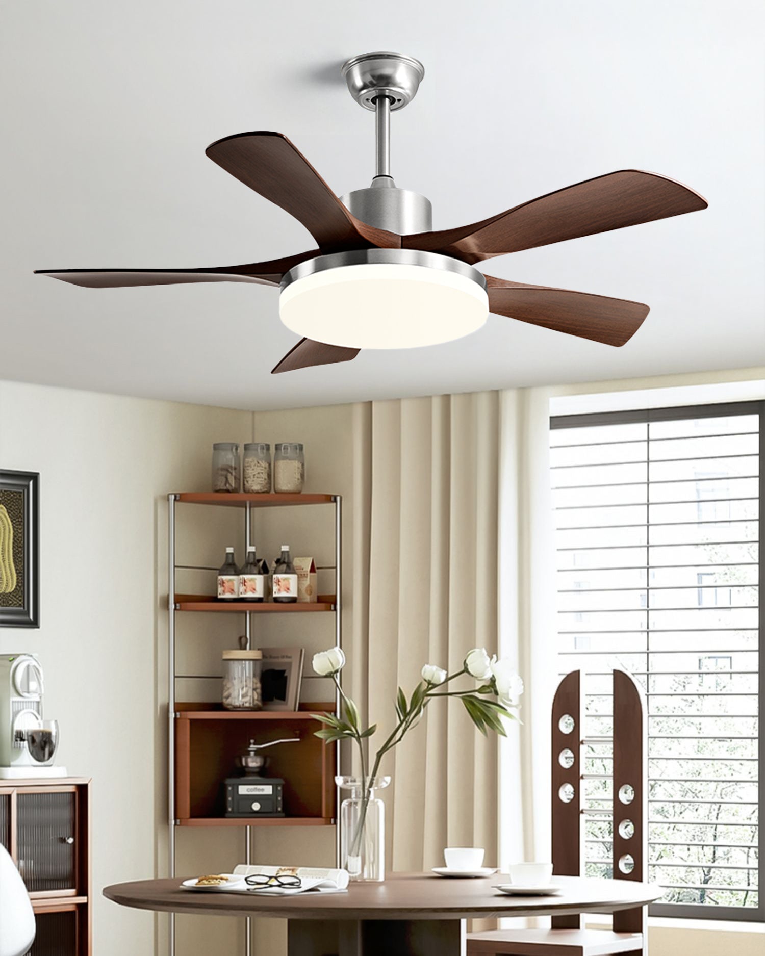 Ventilateur de plafond WOMO à 5 pales avec lumière vive - WM5163