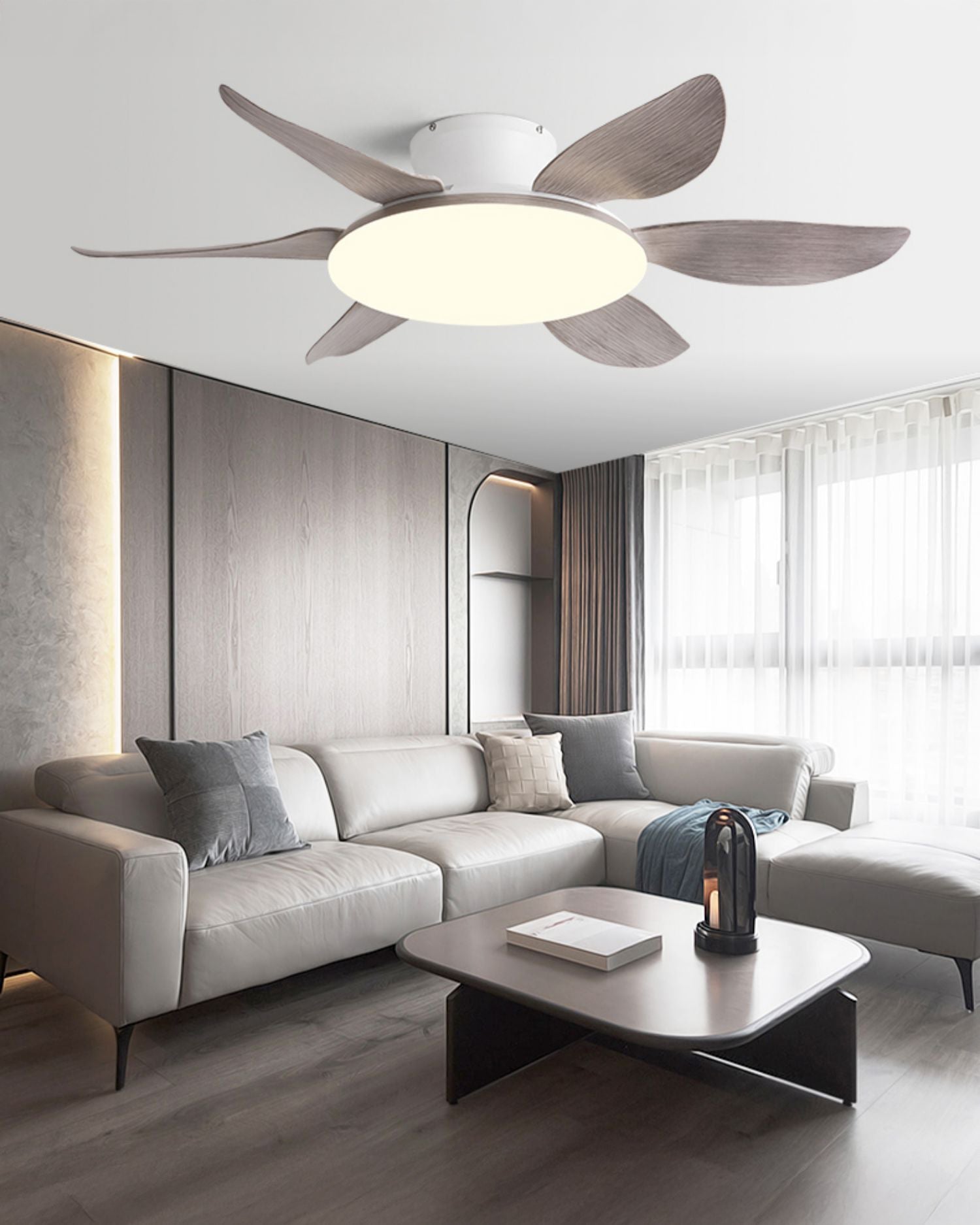 Ventilateur de plafond WOMO à profil bas à 6 pales avec lumière vive - WM5191