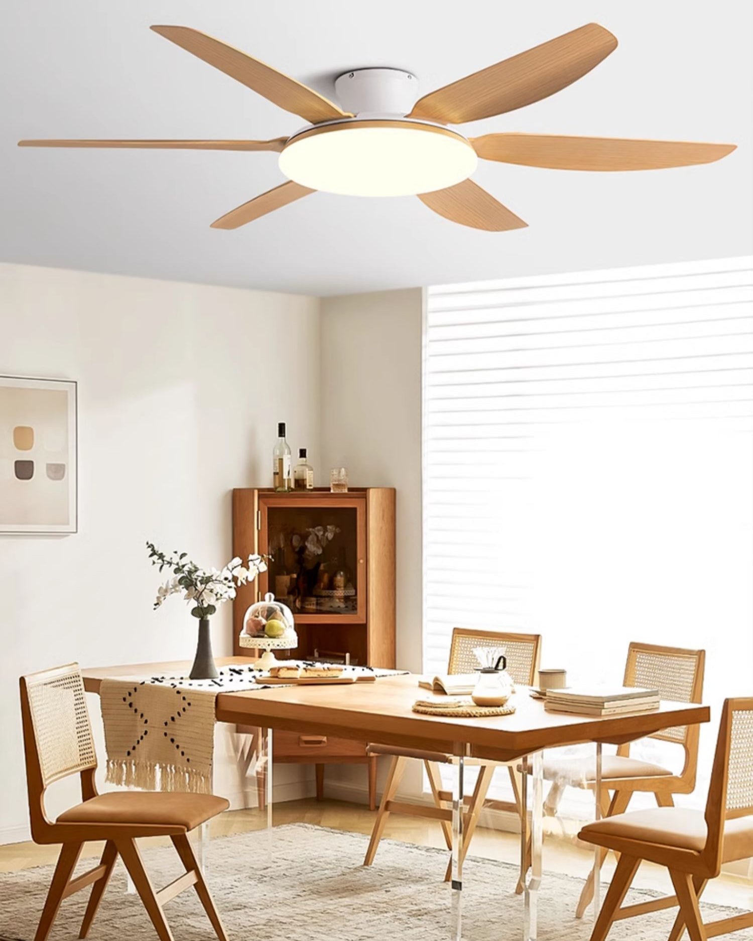 Ventilateur de plafond WOMO à profil bas à 6 pales avec lumière vive - WM5191