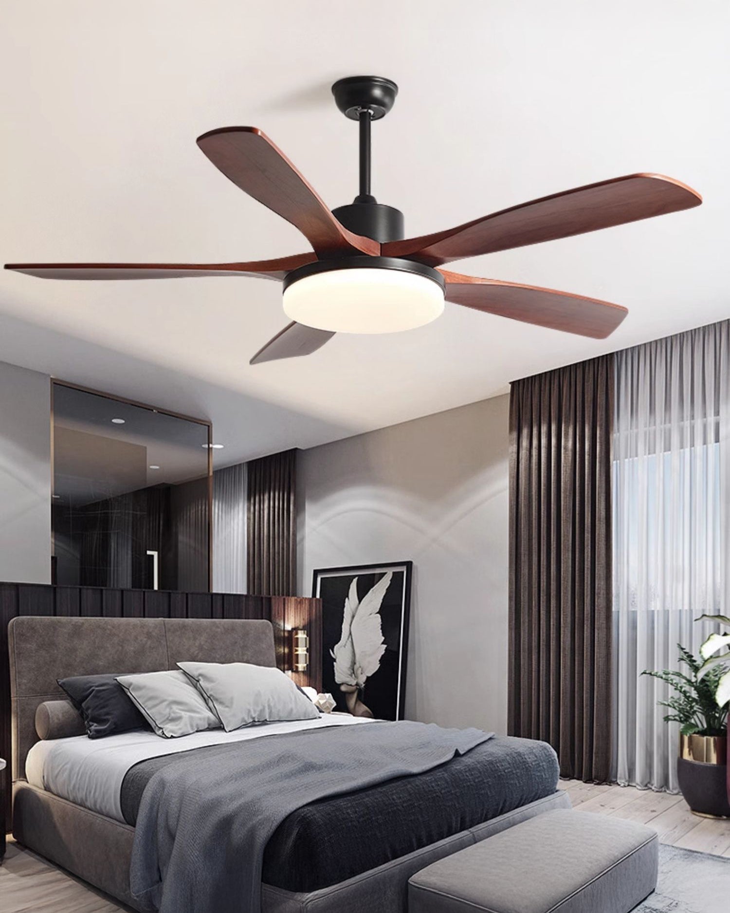 WOMO Lampe à ventilateur de plafond moderne à 5 pales - WM5206