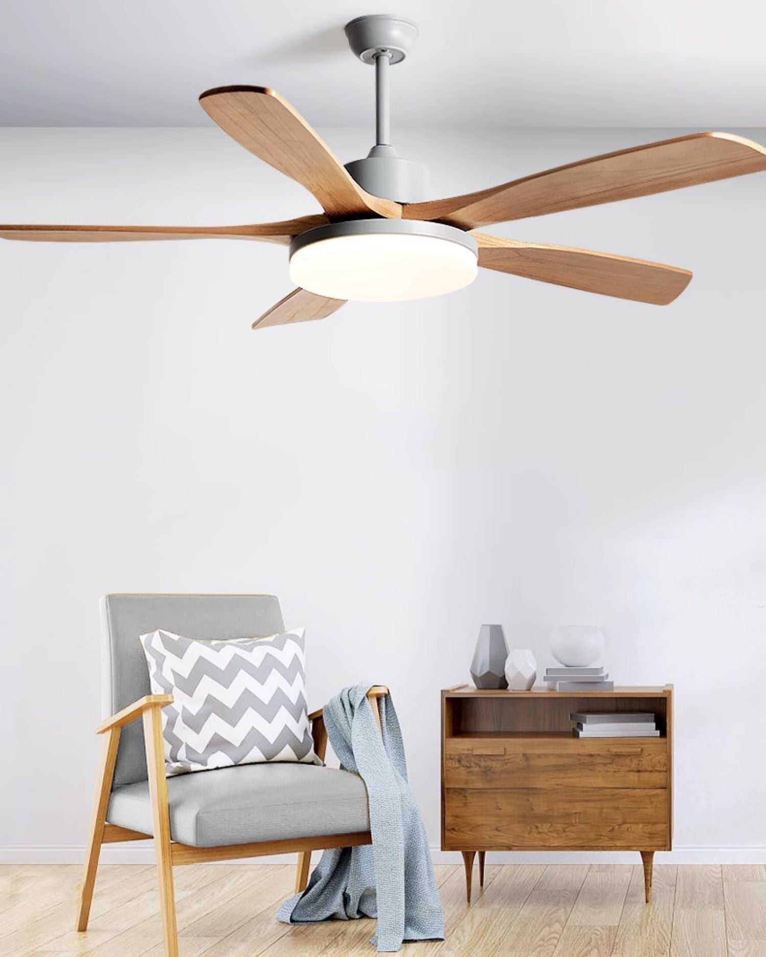 WOMO Lampe à ventilateur de plafond moderne à 5 pales - WM5206