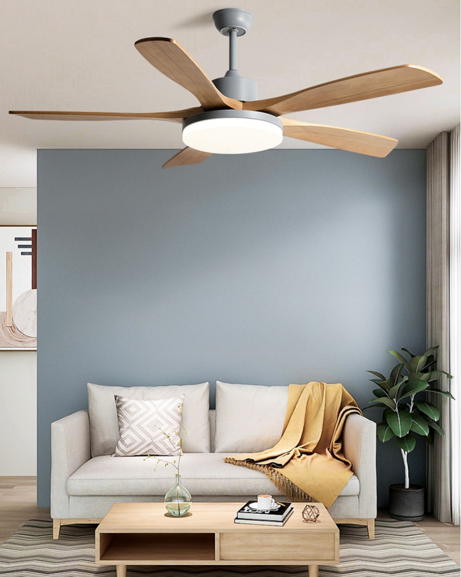 WOMO Lampe à ventilateur de plafond moderne à 5 pales - WM5206