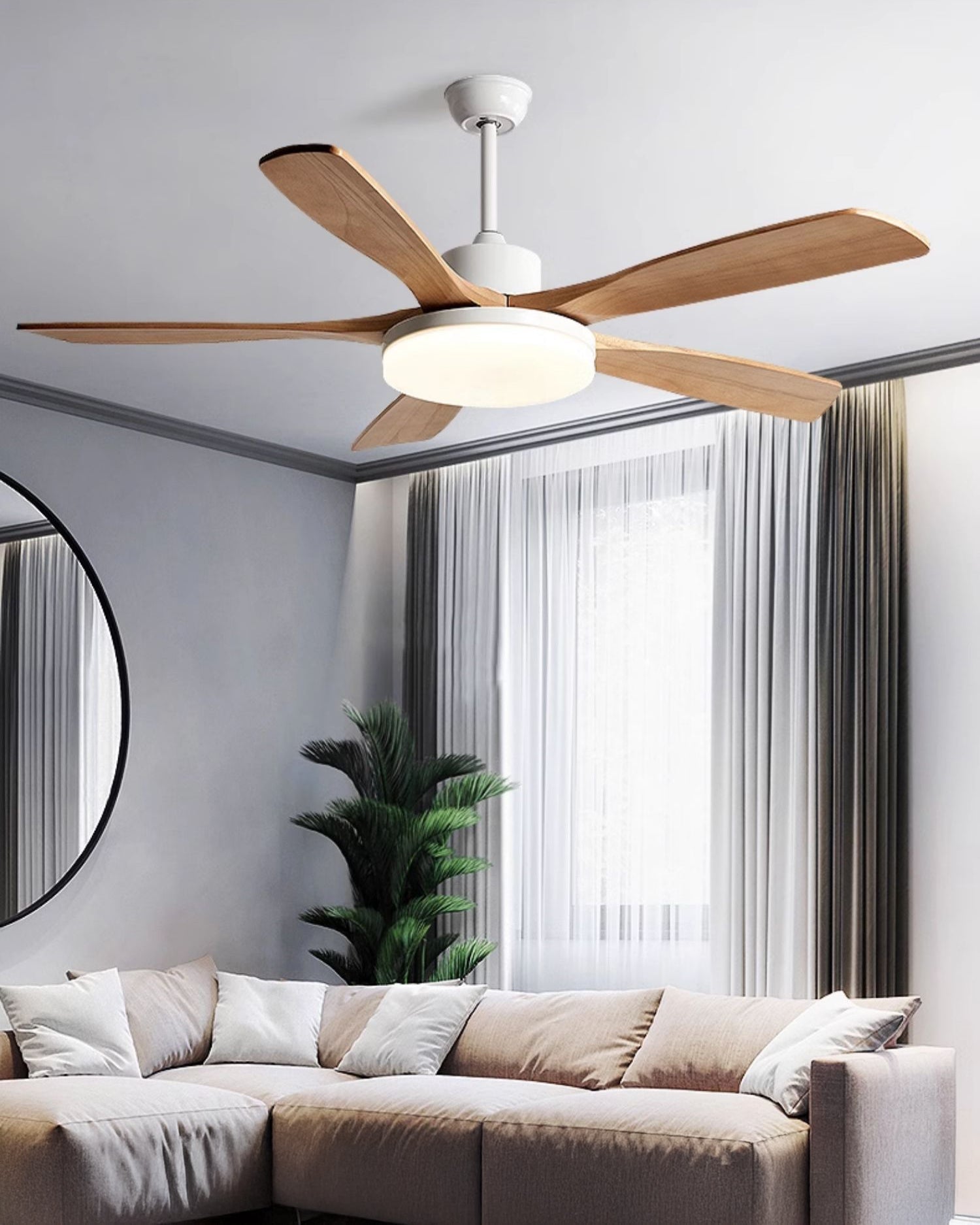 WOMO Lampe à ventilateur de plafond moderne à 5 pales - WM5206
