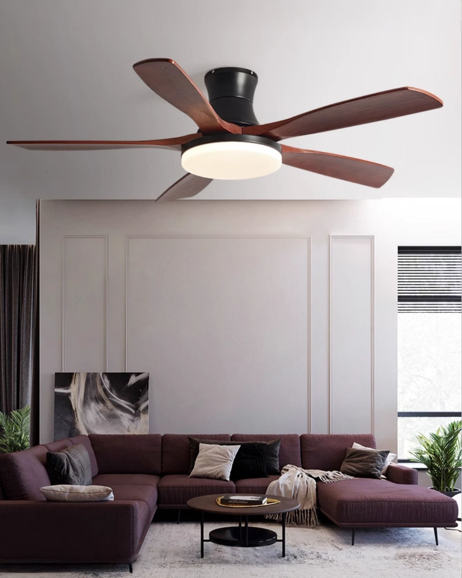 Lampe à ventilateur de plafond WOMO à 5 pales à profil bas - WM5208