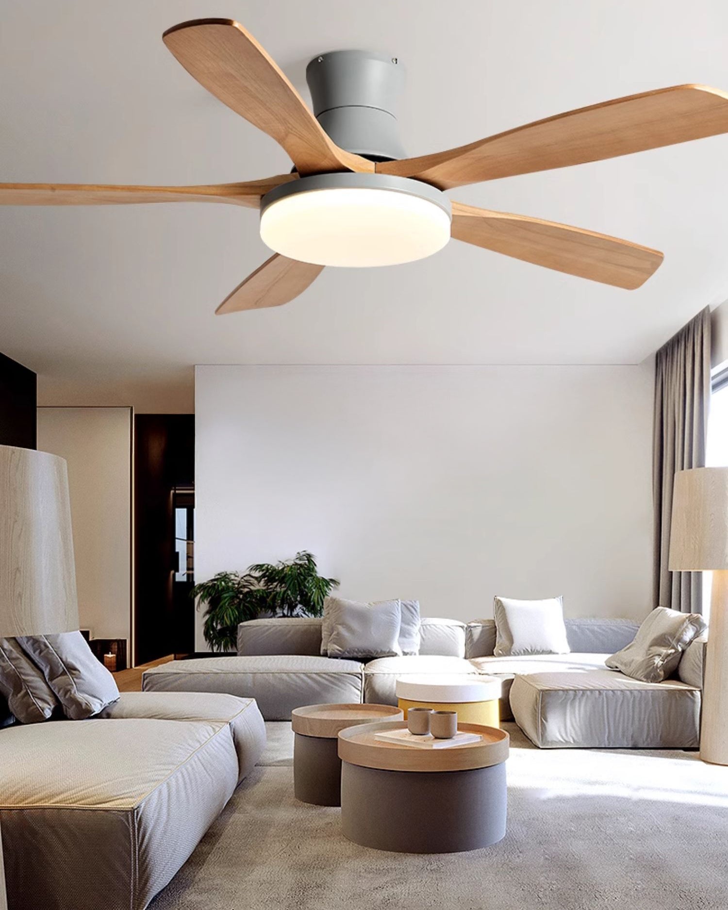 Lampe à ventilateur de plafond WOMO à 5 pales à profil bas - WM5208