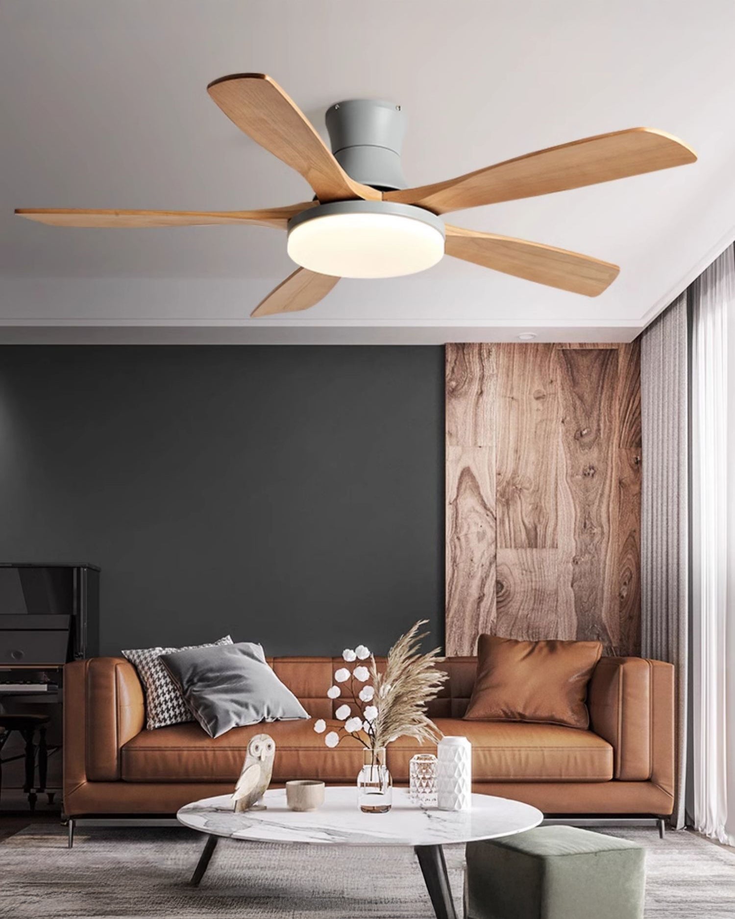 Lampe à ventilateur de plafond WOMO à 5 pales à profil bas - WM5208