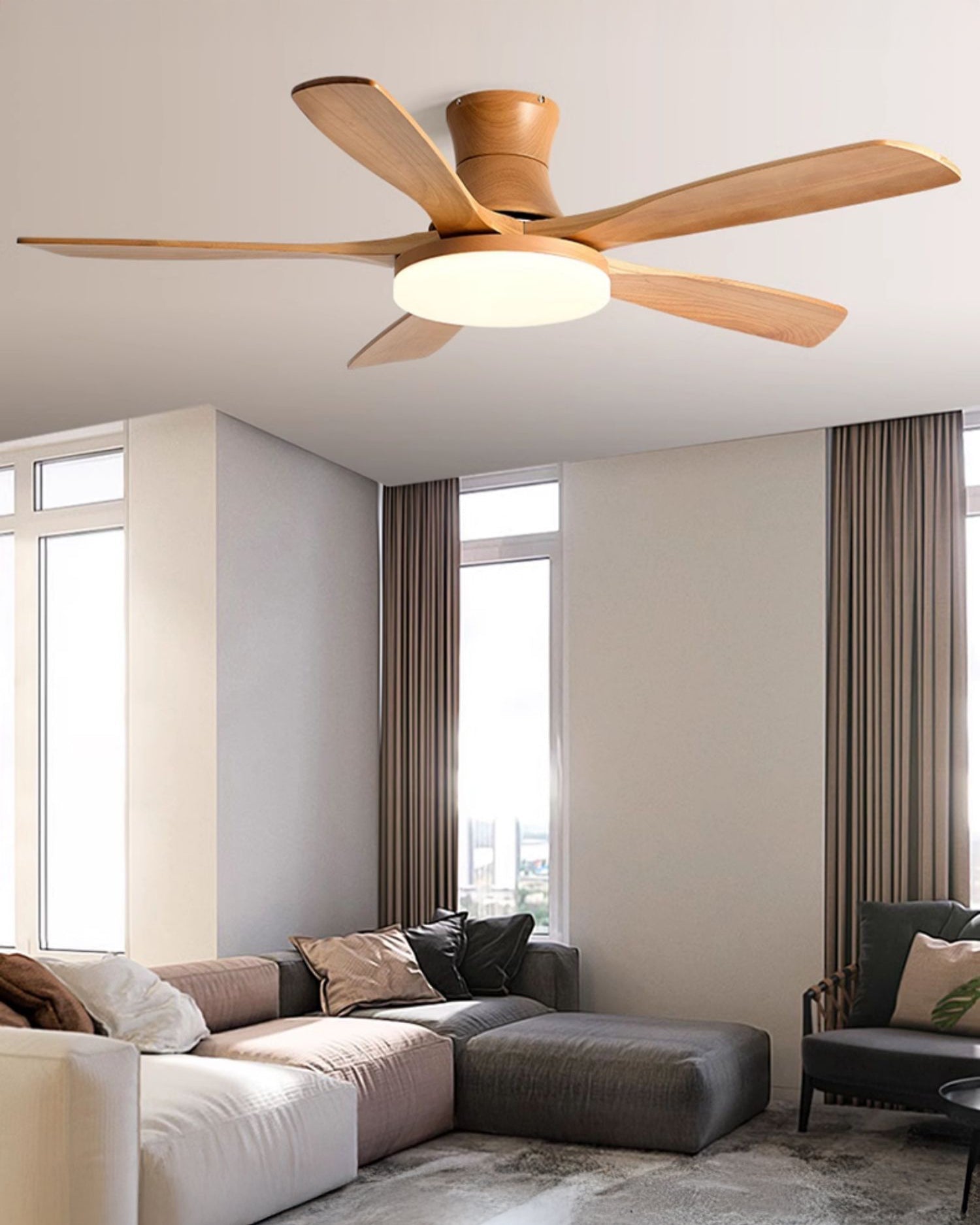 Lampe à ventilateur de plafond WOMO à 5 pales à profil bas - WM5208
