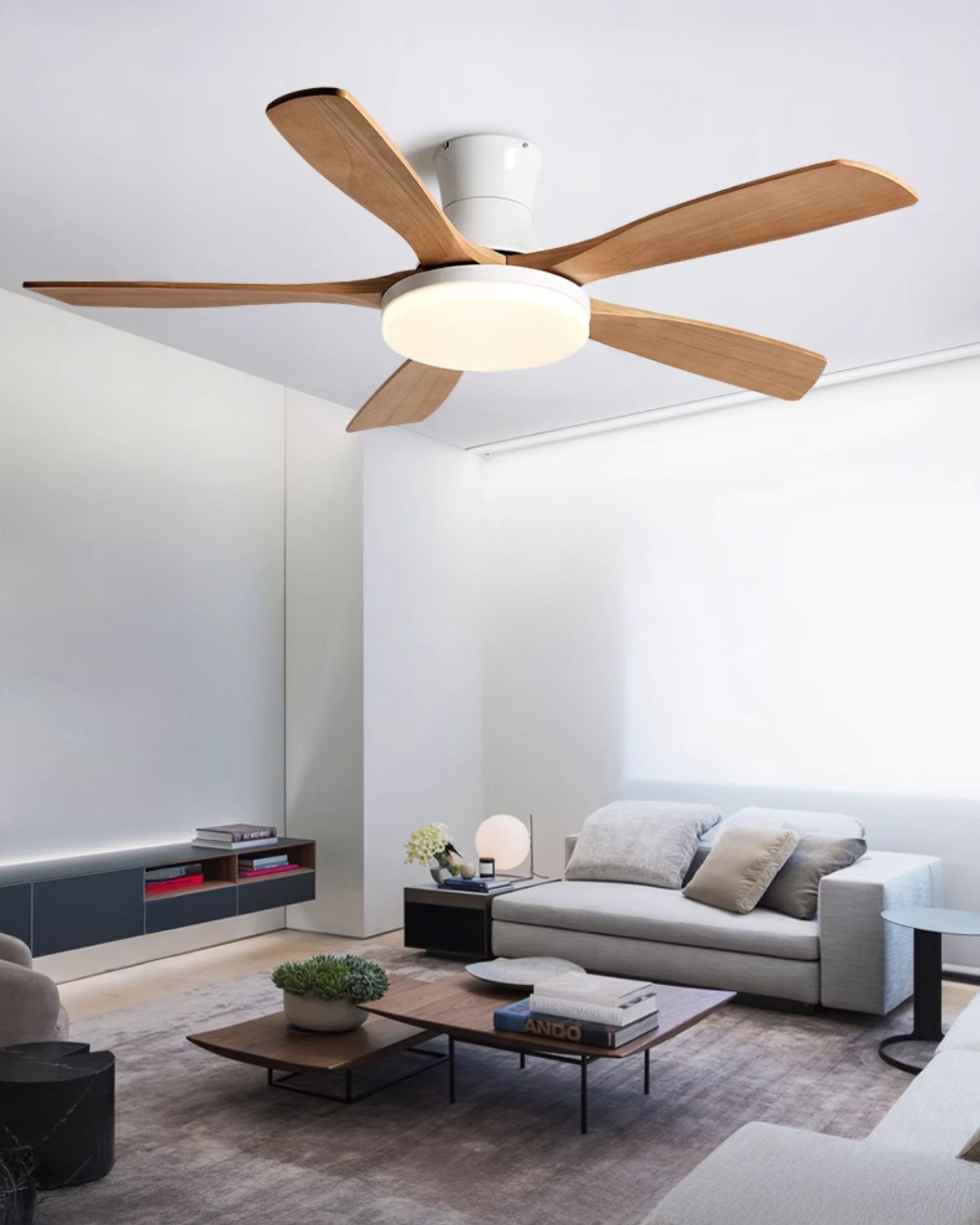 Lampe à ventilateur de plafond WOMO à 5 pales à profil bas - WM5208