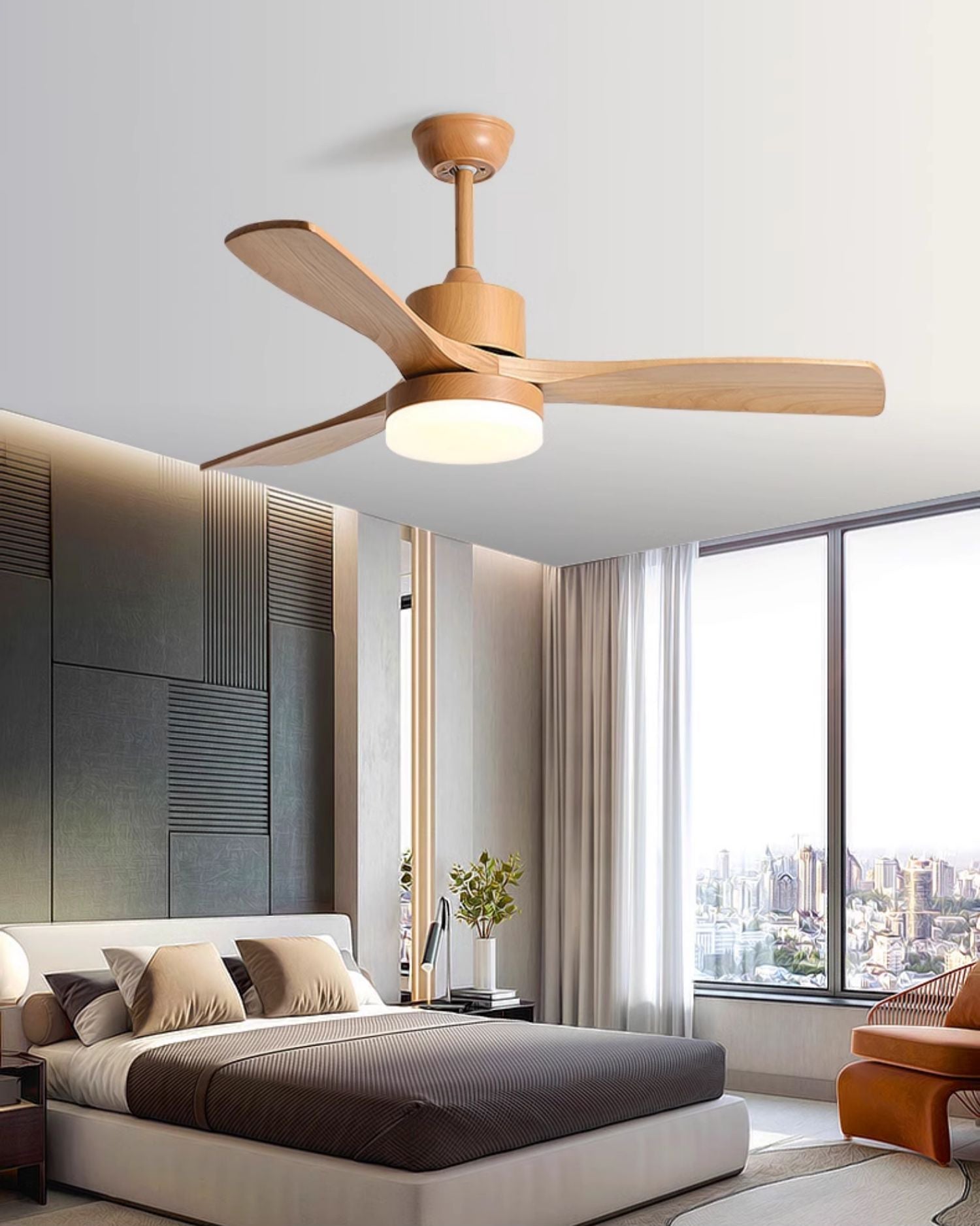 WOMO Lampe à ventilateur de plafond en bois moderne - WM5209