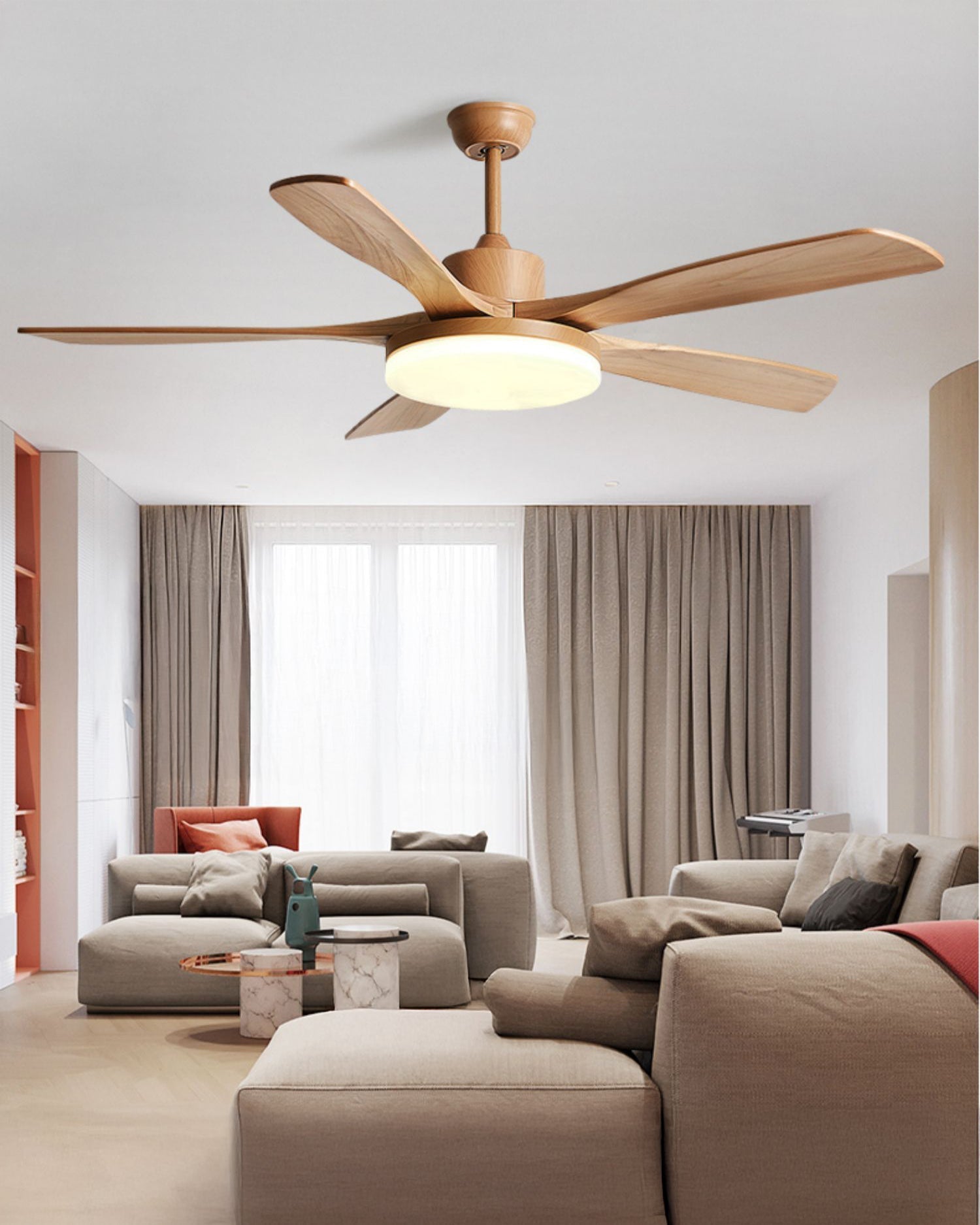 WOMO Lampe à ventilateur de plafond en bois moderne - WM5209