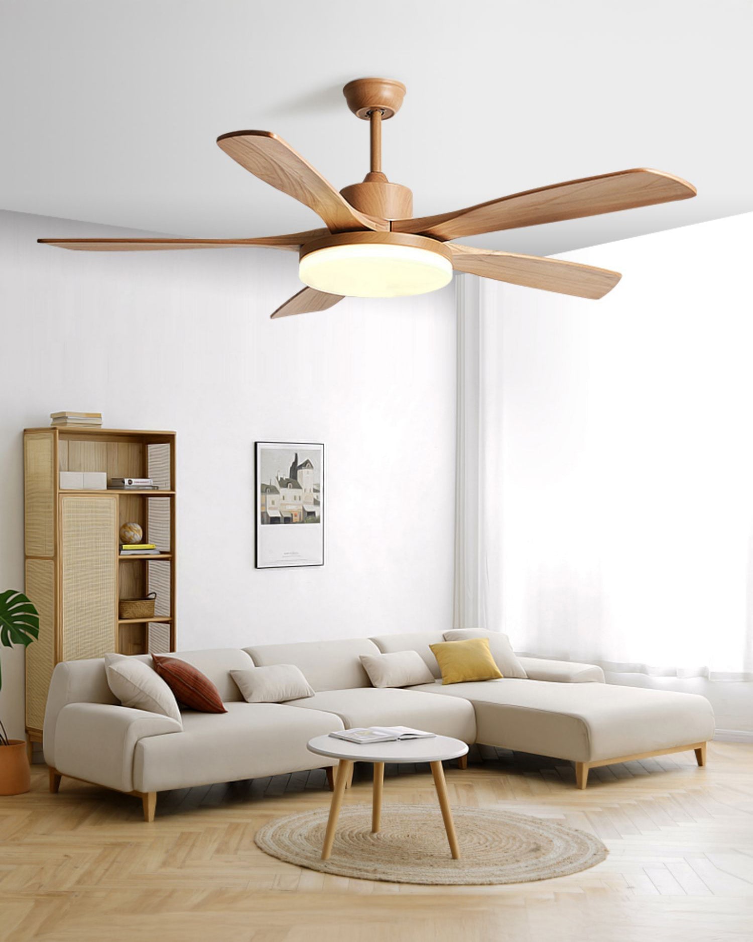 WOMO Lampe à ventilateur de plafond en bois moderne - WM5209