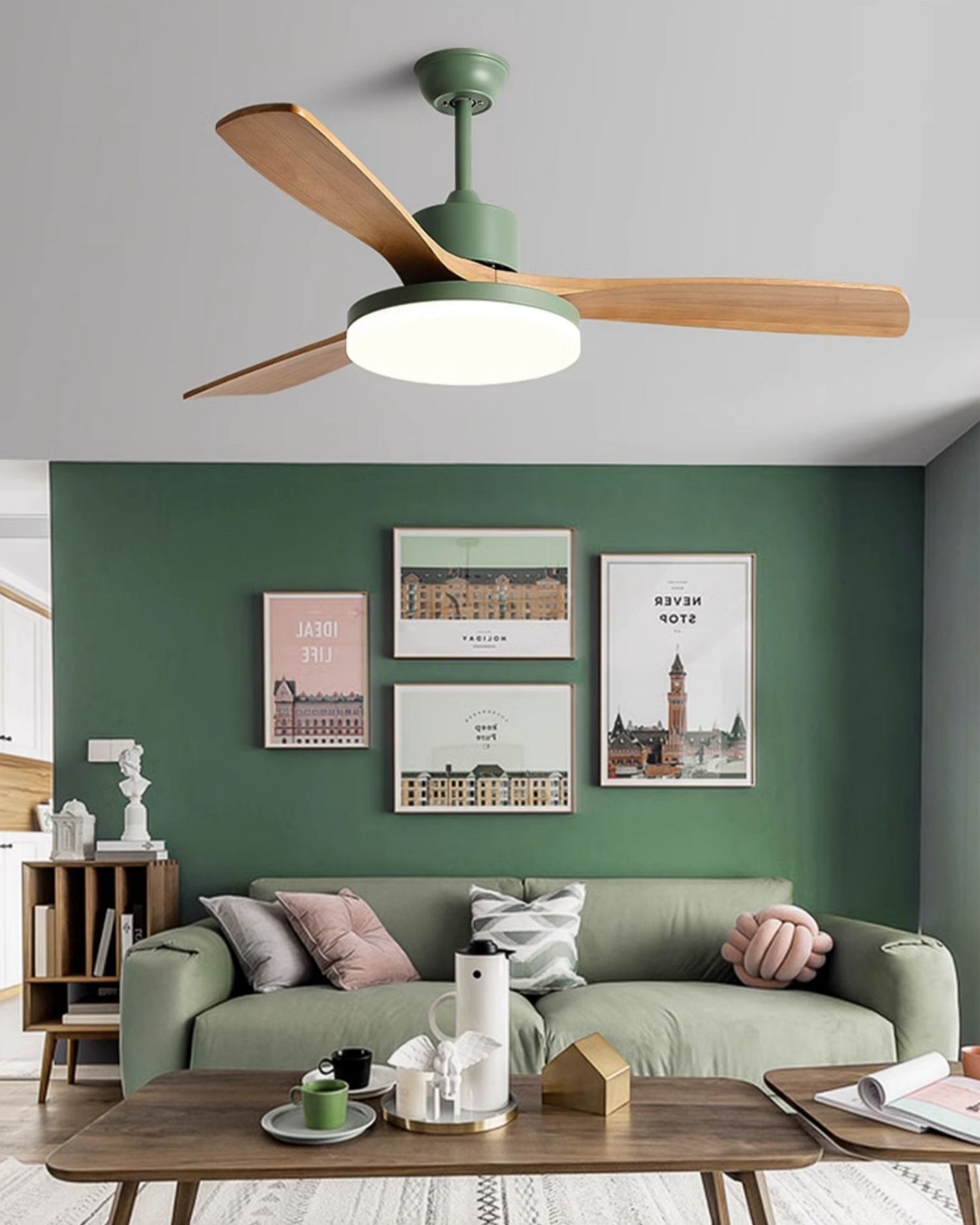 WOMO Lampe à ventilateur de plafond moderne à 3 pales - WM5210